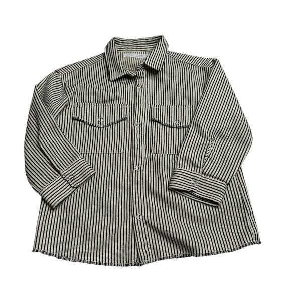 ZARA The Sun Comes Up Black White Striped Snap Shacket Kids Size 3-4 - Picture 2 of 7